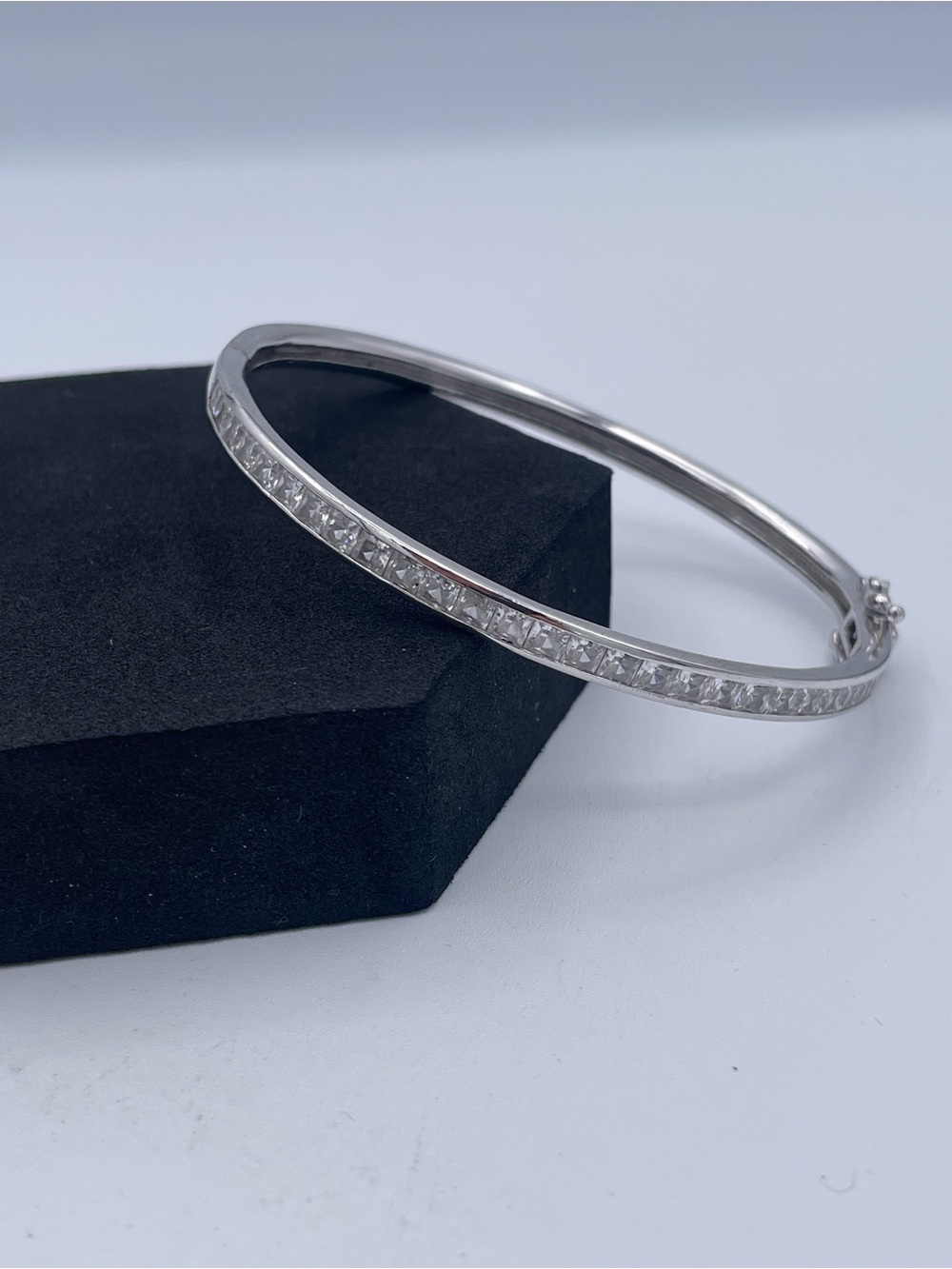 Epiphany Sterling Silver 925 Diamonique Princess Cut Channel Set Platinum Clad